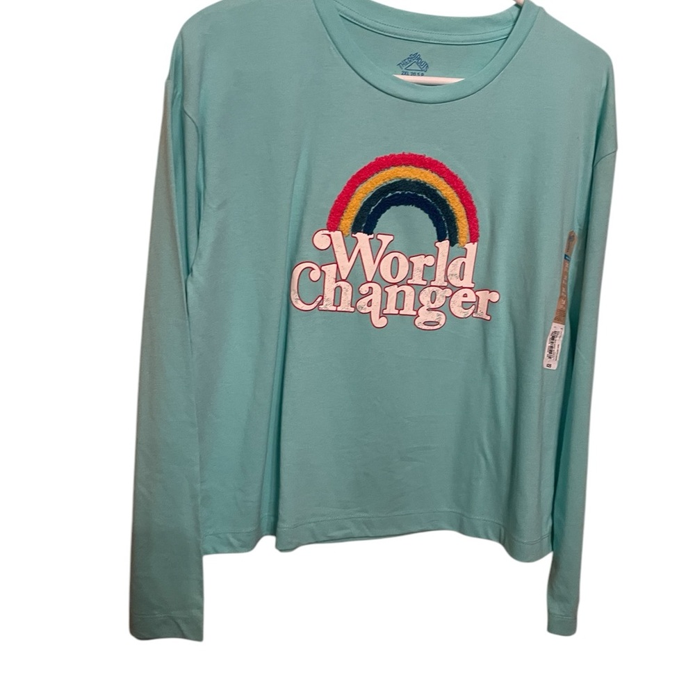 World Changer  Mint Green Long Sleeve Shirt NWT rainbow 2xl host pick 🎉🎉🎉